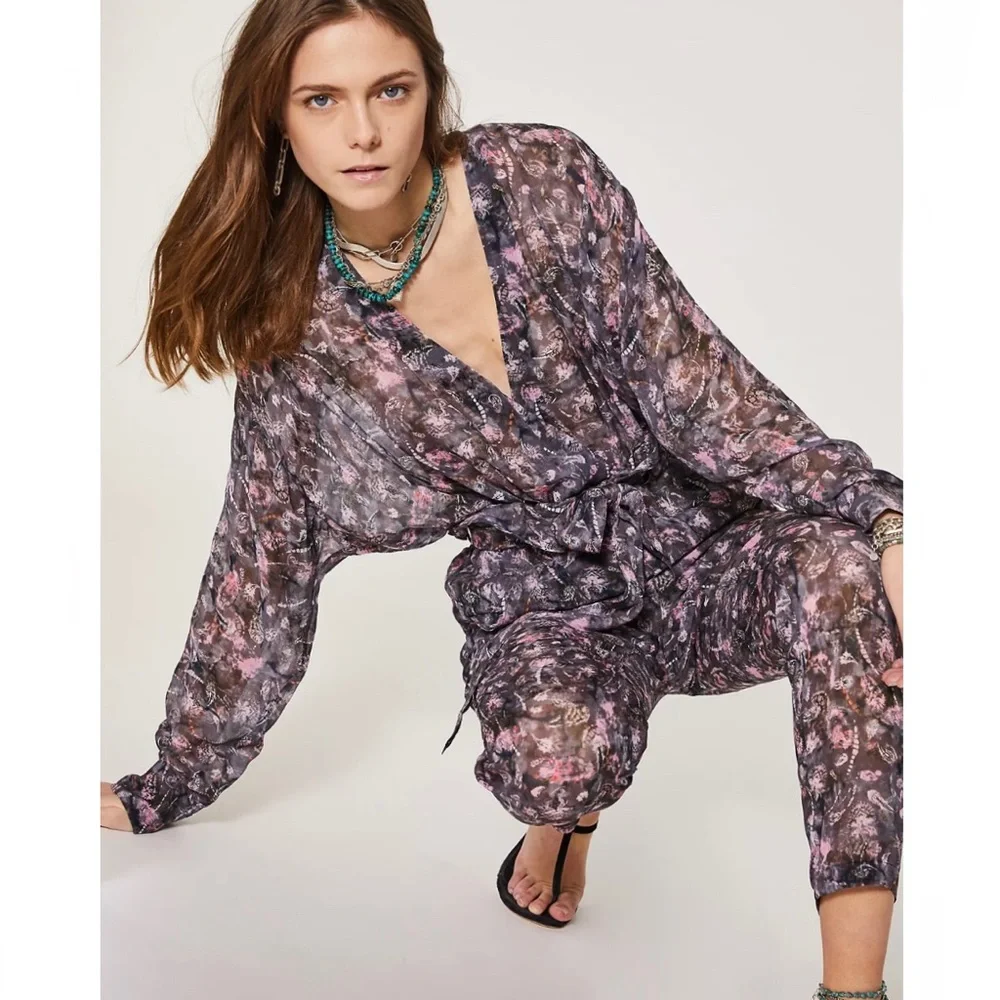 NEW IRO PRINTED PLUNGING V-NECK JUMPSUIT - Picture 7 of 8